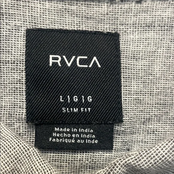 RVCA Men’s Short Sleeve Button-Down Oxford Shirt | Size Large | Slim Fit - Picture 3 of 4
